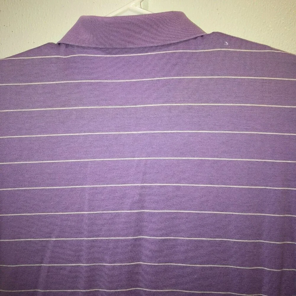 Ralph Lauren Polo Golf Shirt Mens Large Purple Striped Performance Classic Sz L